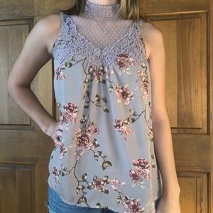 Purple floral tank top